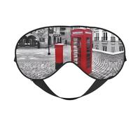 London Red Telephone Booth (1) Máscara de ojos suave con estampado, sombra nocturna elástica, vendas a prueba de luz para avión, yoga, viajes