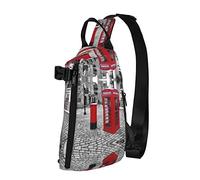 London Red Telephone Booth Lemon Slices Diagonalmente Sling Bag, Crossbody Sling Backpack Shoulder Chest Bag para Mujeres Hombres, Travel Hiking Daypack