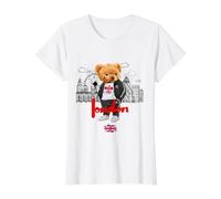London Royal Teddy Bear Bad Boy Ilustración Gráfico Anime Camiseta gráfica económica, Mujer, Blanco, XS
