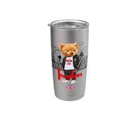 London Royal Teddy Bear Bad Boy Ilustración Gráfico Anime Vaso térmico de acero inoxidable de doble pared