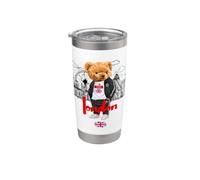 London Royal Teddy Bear Bad Boy Ilustración Gráfico Anime Vaso térmico de acero inoxidable de doble pared