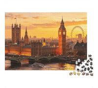 London Skyline 1000 Piezas Puzzle Reciclado Paper Big Ben Puzzles para Personas Mayores Fun and Challenging Juego de Familia Perfect for Holiday Blessings 38x26cm/1000pcs