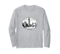 London Skyline Cut - Big Ben & Tower Bridge Vintage Style Manga Larga
