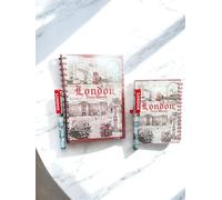 London Souvenir - Juego de cuadernos en espiral con bolígrafo, diseño de monumentos famosos, tamaño grande y pequeño (pequeño)