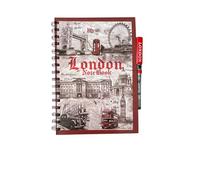 London Souvenir - Juego de cuadernos en espiral con bolígrafo, diseño de monumentos famosos, tamaño grande y pequeño (grande)