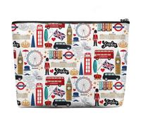 London Souvenirs Gifts London Travel Souvenirs Bolsa de maquillaje, organizador de cosméticos con cremallera, bolsa de maquillaje portátil plana, bolsas organizadoras