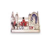 London Souvenirs - Imán de metal para nevera, diseño de la bandera británica de Reino Unido, imán abrebotellas de Londres (1, escena de Londres plateada)
