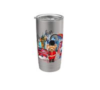 London Teddy Bear Queen Guard Ilustración Gráfico Anime Vaso térmico de acero inoxidable de doble pared