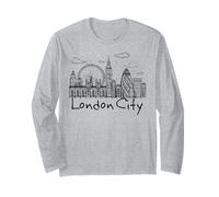 London tee Shirts, I Love London, London Skyline Landmarks Manga Larga