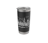 London Tee Shirts, I Love London, London Skyline Landmarks Vaso térmico de acero inoxidable de doble pared