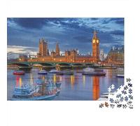 London Thames Puzzle 1000 Piezas Recyclable Paper City Skyline Puzzle for Adultoos Divertido and Challenging Juego Familiar Gift for Men‘s Birthday 38x26cm/1000Ps