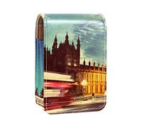 London The Big Ben Clock Night Scenery - Estuche portátil para pintalabios para viajes, mini caja de almacenamiento de lápiz labial con espejo para mujeres y mujeres, bolsa de cosméticos de cuero, Varios colores, 9.5x2x7 cm/3.7x0.8x2.7 in