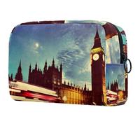 London The Big Ben - Neceser para mujer, diseño de reloj nocturno, bolsa organizadora grande con cremallera, multicolor, 18.5x7.5x13cm/7.3x3x5.1in, Neceser