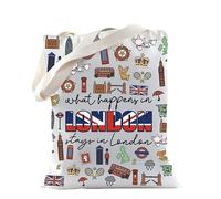 London Tote Bag London Britain Journey Gift London England Souvenir Bag UK Travel Gift for London Fans London Vacation Toiletry Bag, En Londres, Talla única, Bolsa de mano