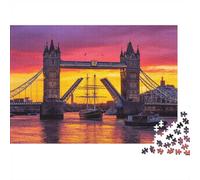 London Tower Bridge 1000 Piece Jigsaw Puzzle Recycled Paper River Thames Puzzles for Elderly Divertido and Desafiante Family Game Perfect for 38x26cm/1000pcs