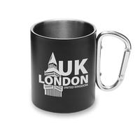 London UK Travel England - Taza de metal con asa de mosquetón, taza de camping