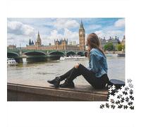 London View 1000 Piece Jigsaw Puzzle Reciclado Papel River Bank Puzzles for Elderly Divertido and Desafiante Familia Juego Perfect for Vacaciones Bendiciones 52x38cm/1000pcs