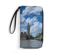 London View of Westminster Bridge with Thames River - Cartera larga de piel para hombre y mujer, cartera larga con cordón