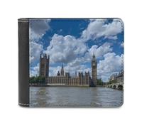 London View of Westminster Bridge with Thames River - Cartera plegable para hombre con tarjetero de cuero