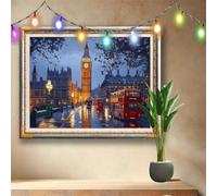 Londres 5D Kit de Diamond Painting, DIY Pintura de Diamante Adultos,Autobús Arte de Diamantes para Pintar por Números, Dibujos con Mosaicos de Cristal para Decoración de Pared (90x70cm) 58F-2826