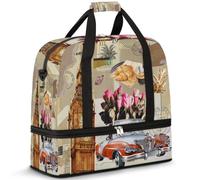 Londres Big Ben - Bolsa de viaje vintage para mujeres y hombres, bolsas de fin de semana, bolsas plegables separadas para mojado, bolsa de 47 L para deportes, gimnasio, yoga, color, 47L, Organizador