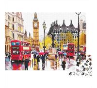 Londres Big Ben Escena Urbana Puzzle de 1000 Piezas Juego de Puzzle 1000 Piezas Papel Puzzle para Adultos Ciudad Lluvia Familia Relajación 38x26cm/1000pcs
