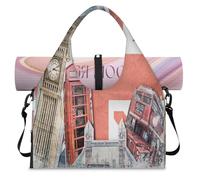 Londres - Bolsa deportiva de lona para mujeres y hombres, con banderas del Reino Unido, bolsa de fin de semana con compartimento para zapatos, bolsa de hombro para yoga, gimnasio, viajes, color, L,