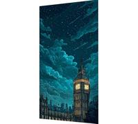 Londres Diamond Painting Kit Completo, 5D Diamond Painting Big Ben Pintura Diamante Adultos, DIY Strass Bordado de Punto de Cruz Puzzle Pintura Diamante pour Decoración Pared Hogar 60x120cm o9-zy50