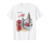 Londres, Iconos, autobús, Rojo, Puente Grande, Cabina telefónica, Recuerdo, Arte británico Camiseta