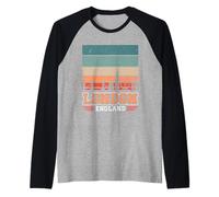 Londres Inglaterra Retro Vintage Skyline London Camiseta Manga Raglan