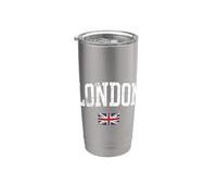 Londres Inglaterra Union Jack Bandera Vintage Vaso térmico de acero inoxidable de doble pared
