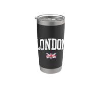 Londres Inglaterra Union Jack Bandera Vintage Vaso térmico de acero inoxidable de doble pared