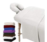 Londres Linens - Juego de sábanas de masaje de franela extra pesada (3 piezas), Blanco, 1