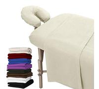 Londres Linens - Juego de sábanas de masaje de franela extra pesada (3 piezas), Natural, 1