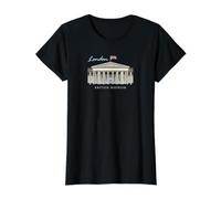 Londres, Museo Británico, Dibujo a Mano, Inglaterra Camiseta gráfica económica, Mujer, Negro, L