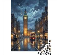 Londres Noche Lluviosa Puzzle De 1000 Trozos Papel Grueso Rompecabezas Apasionados De Los Compatible con Tabla Entretenimiento Fin De Semana 52x38cm/1000pcs