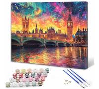 Londres Pintar por Numeros Niños, Pintar por Numeros Adultos El Gran Ben Paint by Numbers Principiantes, Manualidades Niños 10 Años DIY Kit de Pintura al Óleo de Lienzo 50x70cm Sin Marco Y3-142