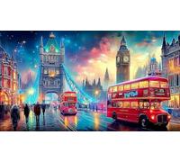 Londres Puzzle Imposible,desafío para Adultos Entretenimiento Creativo 1000 Piezas Obra de Arte de Juego de para Adultos y Niños Mayores de 12 años 38x52cm/1000pcs