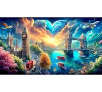 Londres Puzzles Imposible,desafío para Adultos Entretenimiento Creativo 1000 Piezas Obra de Arte de Juego de para Adultos, Regalos a Partir de 14 Años 38x52cm/1000pcs