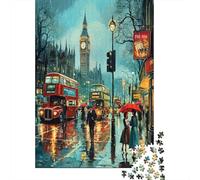 Londres Rainy Street 1000 Piezas Papel Durable Puzzle para Adultos Portátil Noche De Juegos En Familia Horas De Entretenimiento Garantizadas 52x38cm/1000pcs