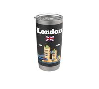 Londres, recuerdo, puente, encima, río, támesis, autobús, rojo, bandera del Reino Unido Vaso térmico de acero inoxidable de doble pared