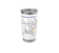 Londres Reino Unido Metro Train Railway - Souvenir Ruta Mapa Europa Vaso térmico de acero inoxidable de doble pared