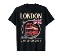 Londres Reino Unido Viajes City Journey Camiseta gráfica económica, Hombre, Negro, S