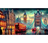 Londres Rompecabezas Imposible,desafío for Adults Entretenimiento Creativo 1000 Piezas Obra de Arte de Juego de para Adultos y Niños a Partir de 12 Años 38x52cm/1000pcs