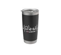 Londres Skyline El Horizonte Latidos Corazón I Love London Vaso térmico de acero inoxidable de doble pared