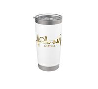 Londres Skyline El Horizonte Latidos Corazón I Love London Vaso térmico de acero inoxidable de doble pared