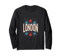 Londres Snowy Christmas UK Flag Style Manga Larga
