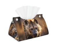 Lone Hyena - Funda larga para caja de pañuelos de piel, servilleta rectangular, almacenamiento de pañuelos faciales, oficina en casa, coche, caja de pañuelos decorativa