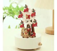 LONEEDY Caja de música de madera con diseño de copo de nieve, decoración de alce personalizado para niños y niñas, manualidades de rotación (copos de nieve de Navidad)