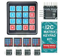 LONELY BINARY Kit de 10 teclados de matriz I2C Soft 4x4, 5 teclados de membrana suave de 4 x 4 16 teclas, 5 adaptadores I2C para ahorro GPIO para proyectos Arduino, Raspberry Pi, ESP32